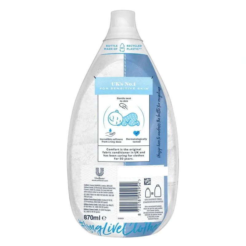 Comfort Pure Fabric Conditioner Ultimate Care 58 Washes 870Ml 2