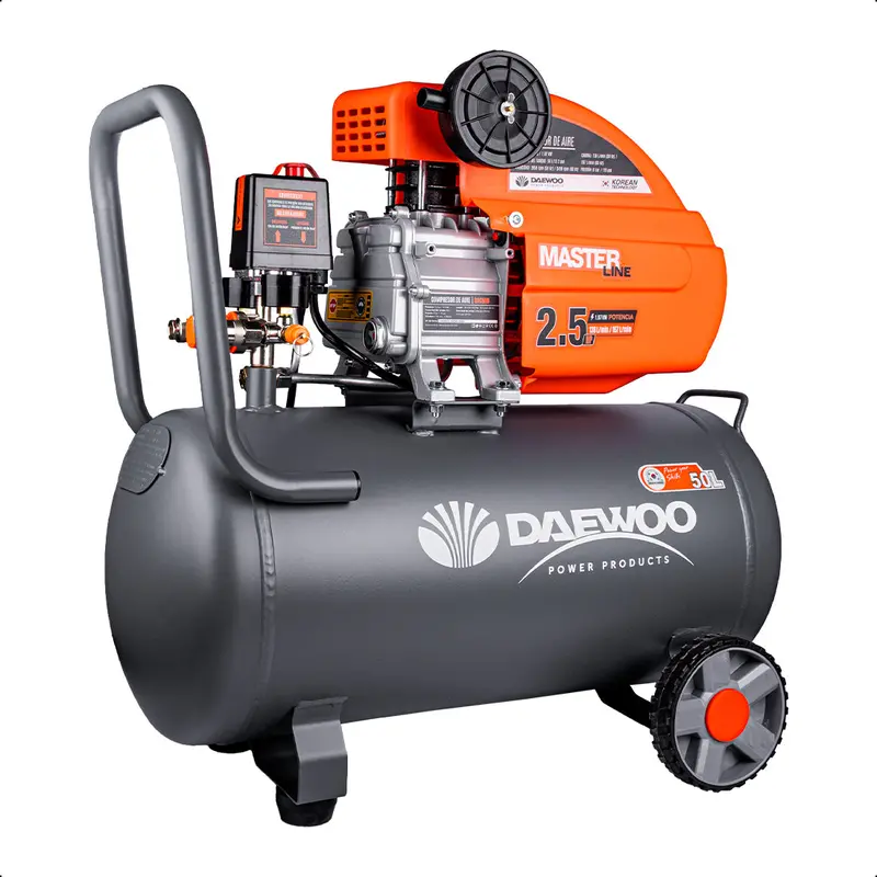 Compresor De Aire, Lubricado, Horizontal 50L 2.5Hp 110V 115Psi (+Kit) Daewoo 2