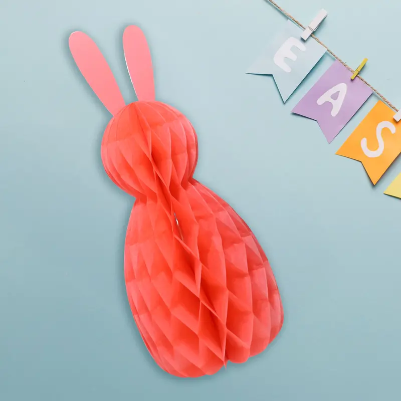 Conejo De Pascua Con Diseño De Panal De Abeja En 3D, Color Salmón 1