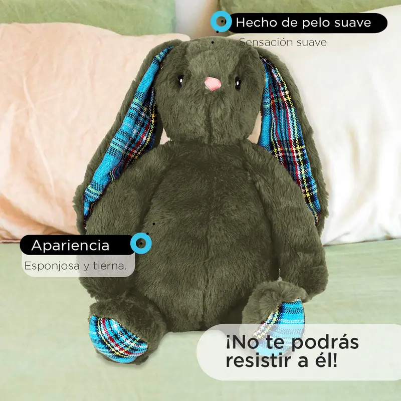 Conejo De Peluche Color Verde Militar 1