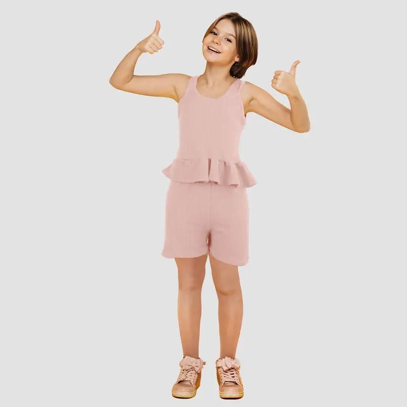 Conjunto De Blusa Con Short Para Niña, Color Rosa 1