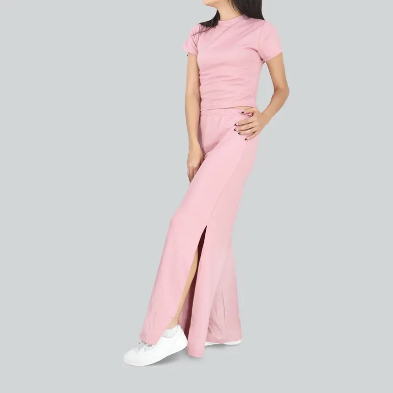 Conjunto Juvenil De Blusa Y Pantalón Con Abertura Lateral, Color Rosa 1
