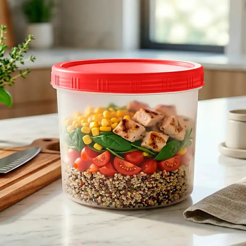 Contenedor Con Tapa Rosca, 1 L, Color Rojo 1