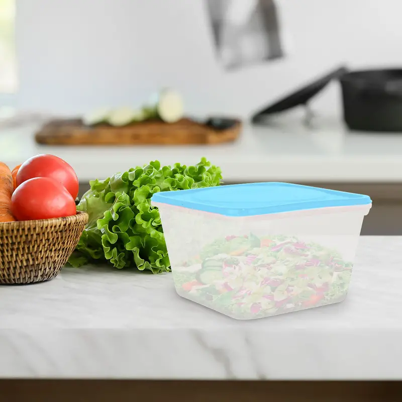 Contenedor Cuadrado De Plástico Color Azul Para Alimentos, 850Ml 1