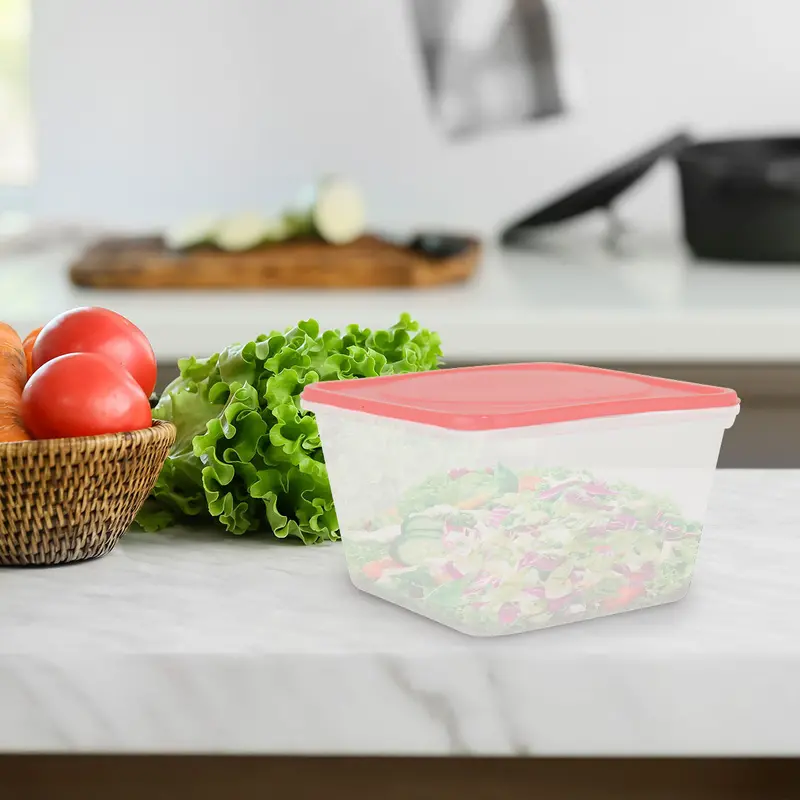 Contenedor Cuadrado De Plástico Color Coral Para Alimentos, 850Ml 1