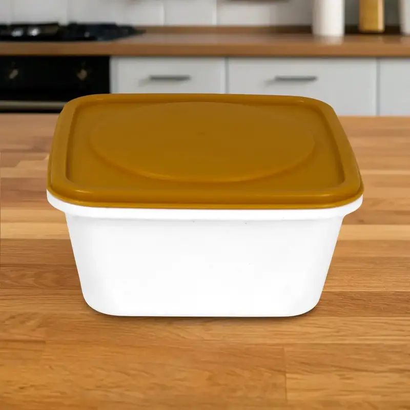 Contenedor De Plástico Blanco, Tapa Amarilla, 280 Ml 1