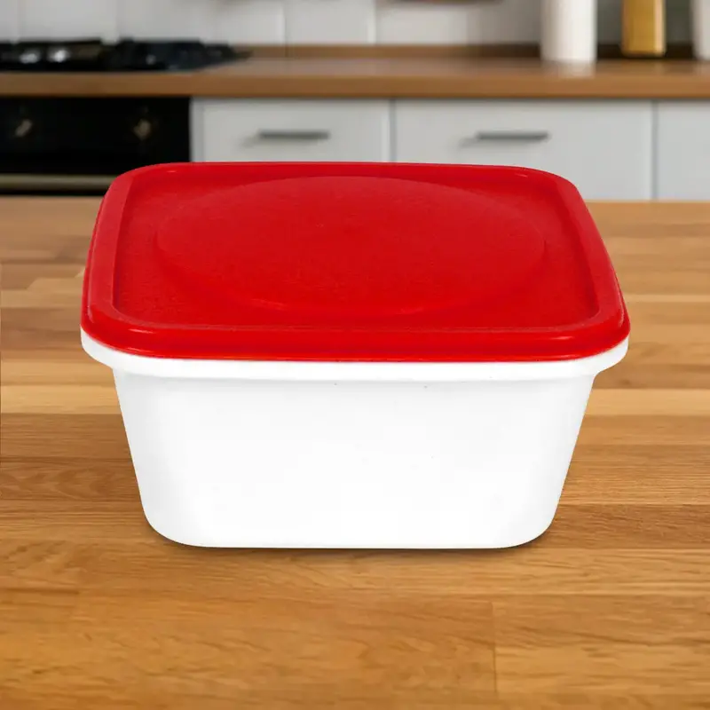 Contenedor De Plástico Blanco, Tapa Roja, 280 Ml 1