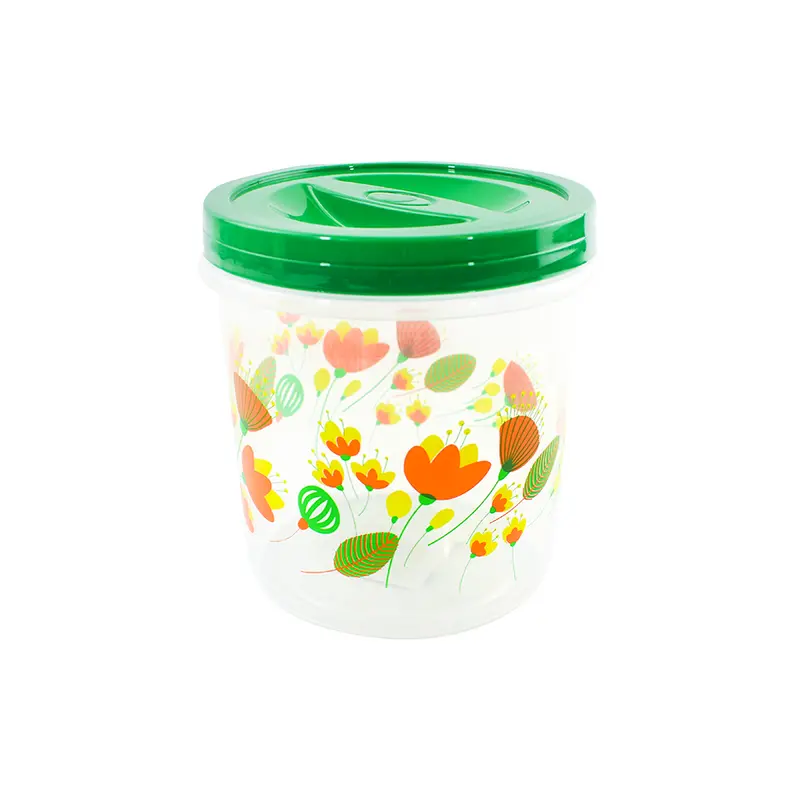 Contenedor De Plástico Nirmal Estampado De Flores 1500Ml 1