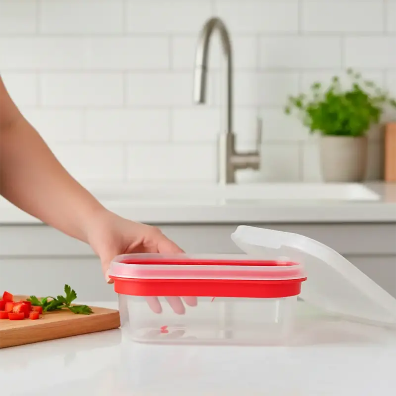 Contenedor De Plástico, Rectangular, Color Rojo, 650 Ml 2