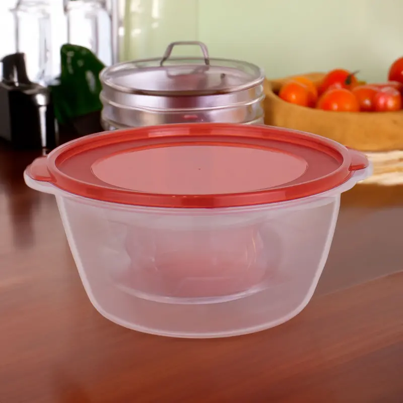 Contenedor De Plã¡Stico Redondo Color Rojo 3.7 Lt. 1
