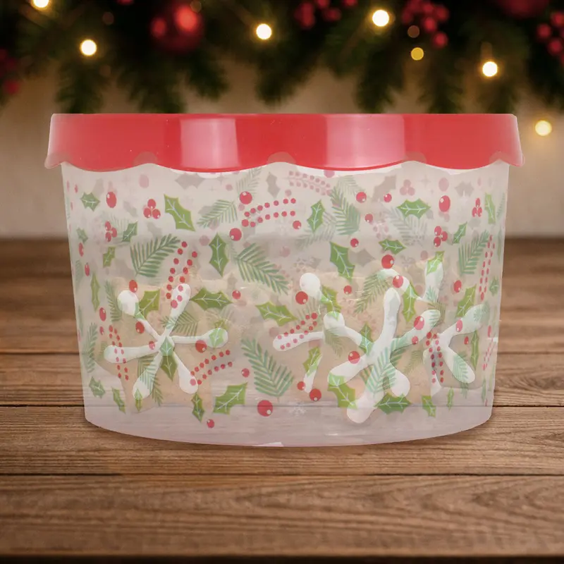 Contenedor Navideño Con Tapa Roja 1