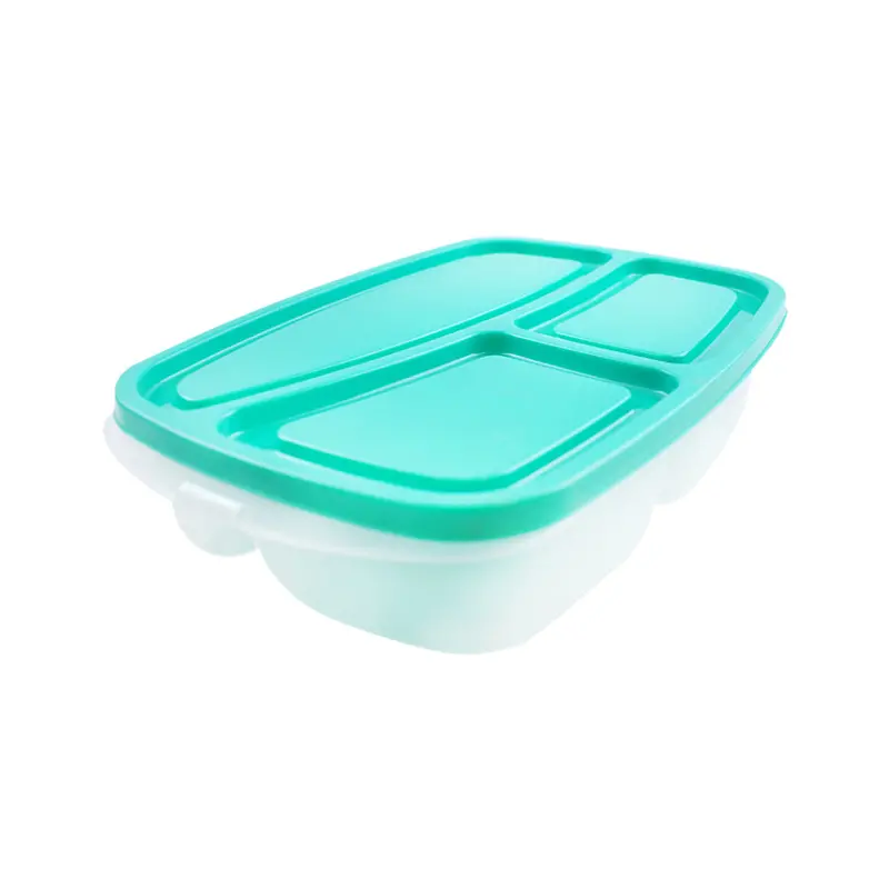 Contenedor Rectangular Con Divisiones Tapa Color Aqua 1