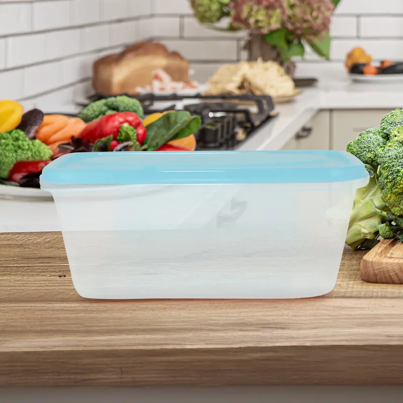 Contenedor Rectangular De Plástico Color Azul Para Alimentos 2