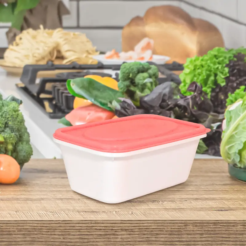 Contenedor Rectangular De Plástico Color Blanco/Coral Para Alimentos, 250Ml 1