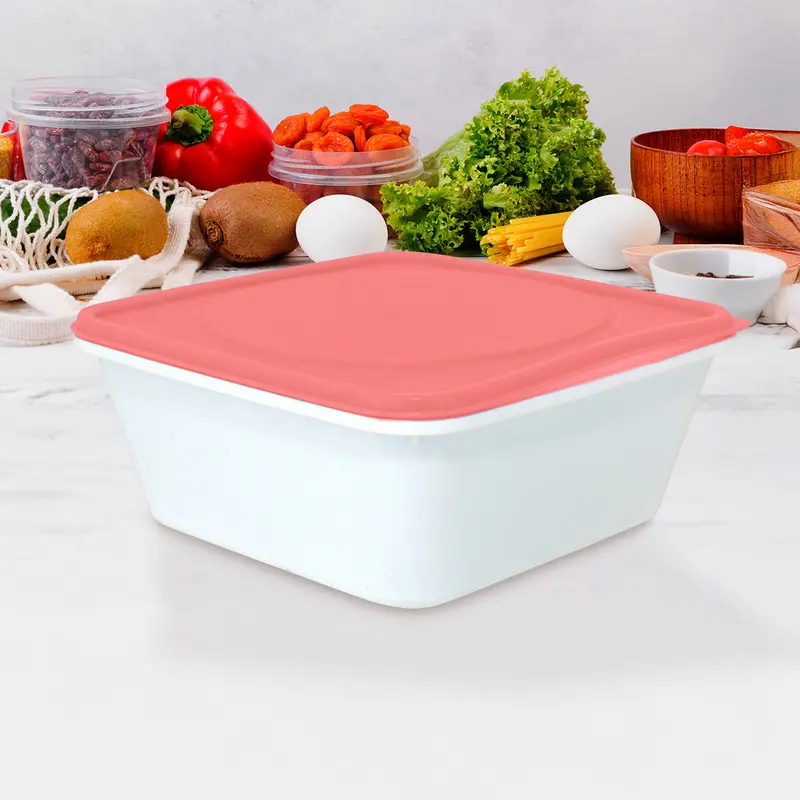 Contenedor Rectangular De Plástico Color Coral Para Alimentos, 800Ml 1