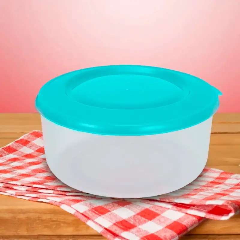 Contenedor Redondo De Plástico, Color Azul, 550 Ml 1