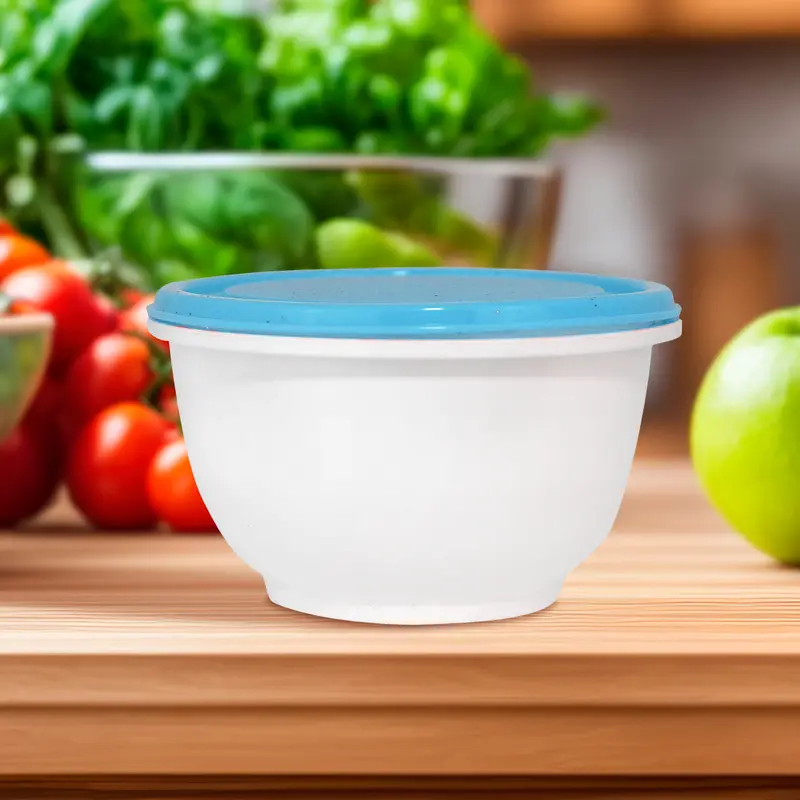 Contenedor Redondo De Plástico Color Azul Para Alimentos, 180Ml 1