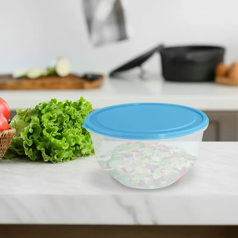 Contenedor Redondo De Plástico Color Azul Para Alimentos, 820Ml 1