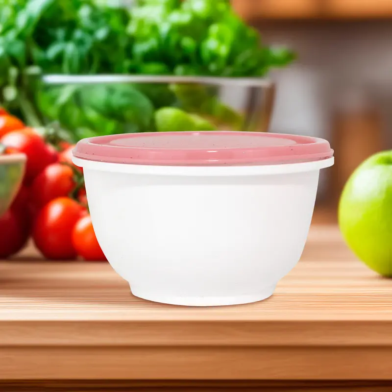 Contenedor Redondo De Plástico Color Coral Para Alimentos, 180Ml 1