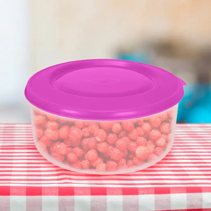 Contenedor Redondo De Plástico, Color Morado, 550 Ml 2