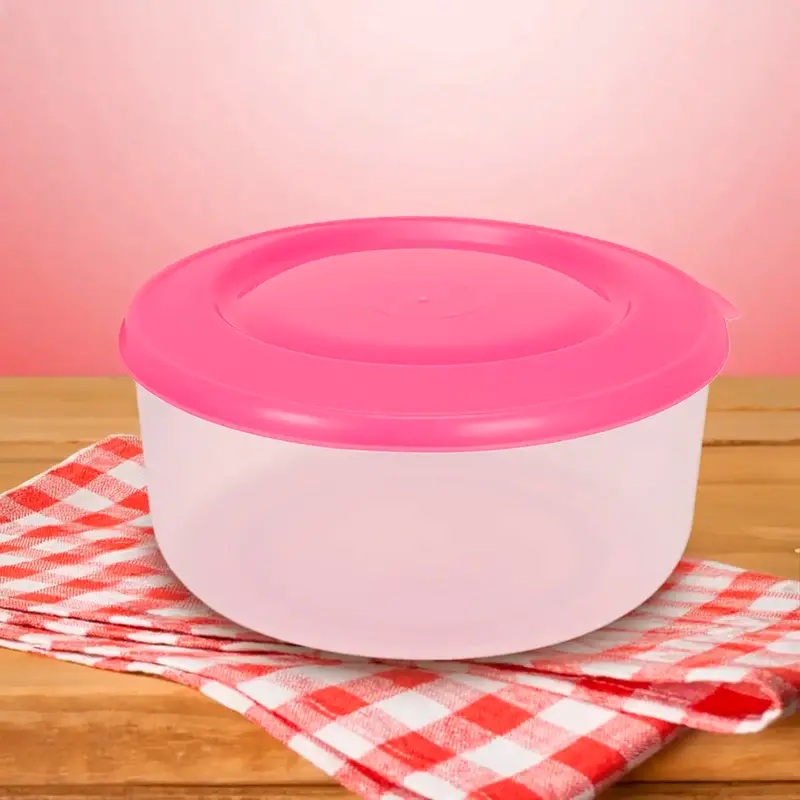Contenedor Redondo De Plástico, Color Rosa, 550 Ml 1