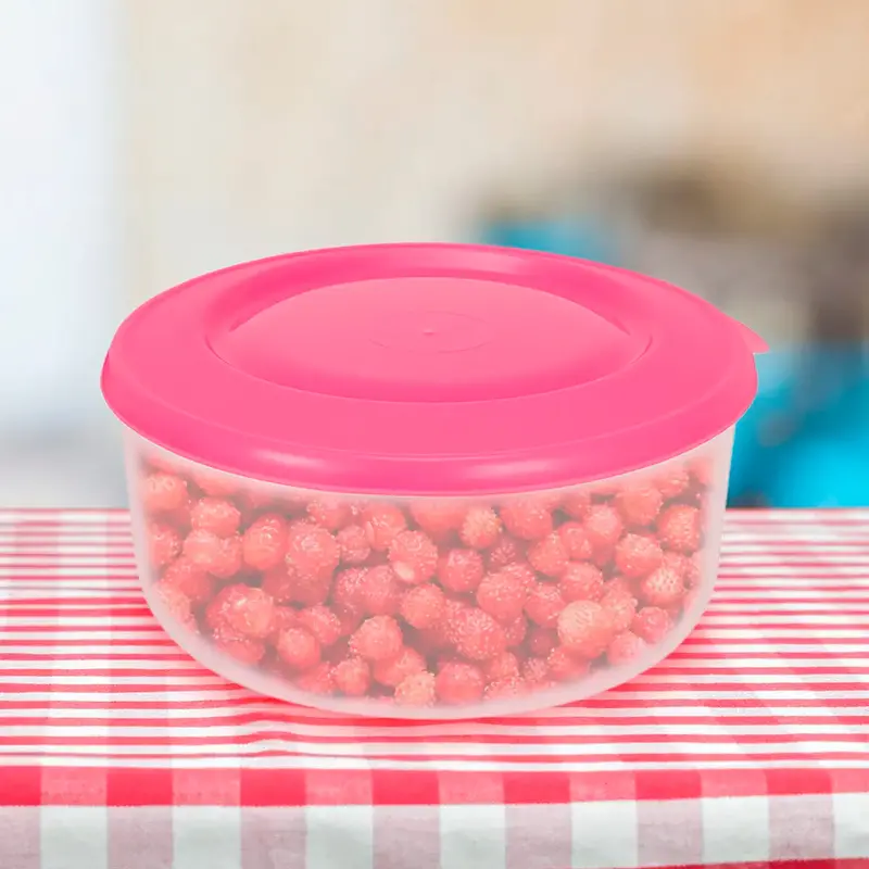 Contenedor Redondo De Plástico, Color Rosa, 550 Ml 2