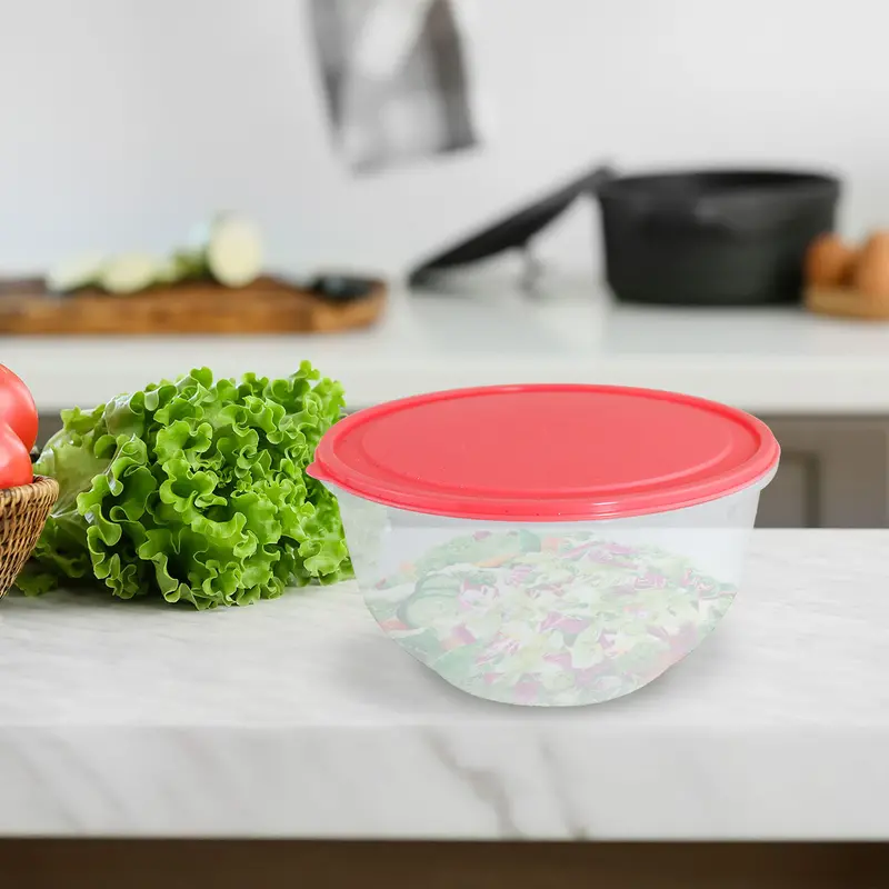 Contenedor Redondo De Plástico Color Rosa Para Alimentos, 820Ml 1