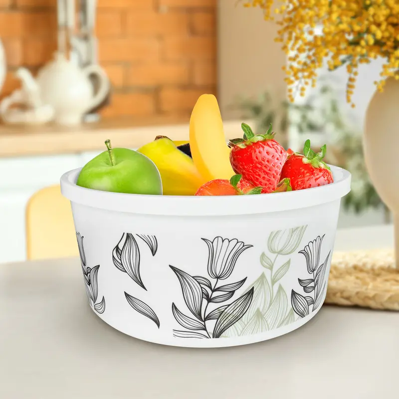 Contenedor Redondo De Plástico Decorado Para Alimentos, 1300Ml 1