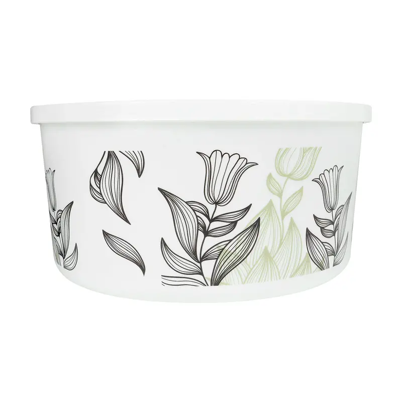 Contenedor Redondo De Plástico Decorado Para Alimentos, 1300Ml 2