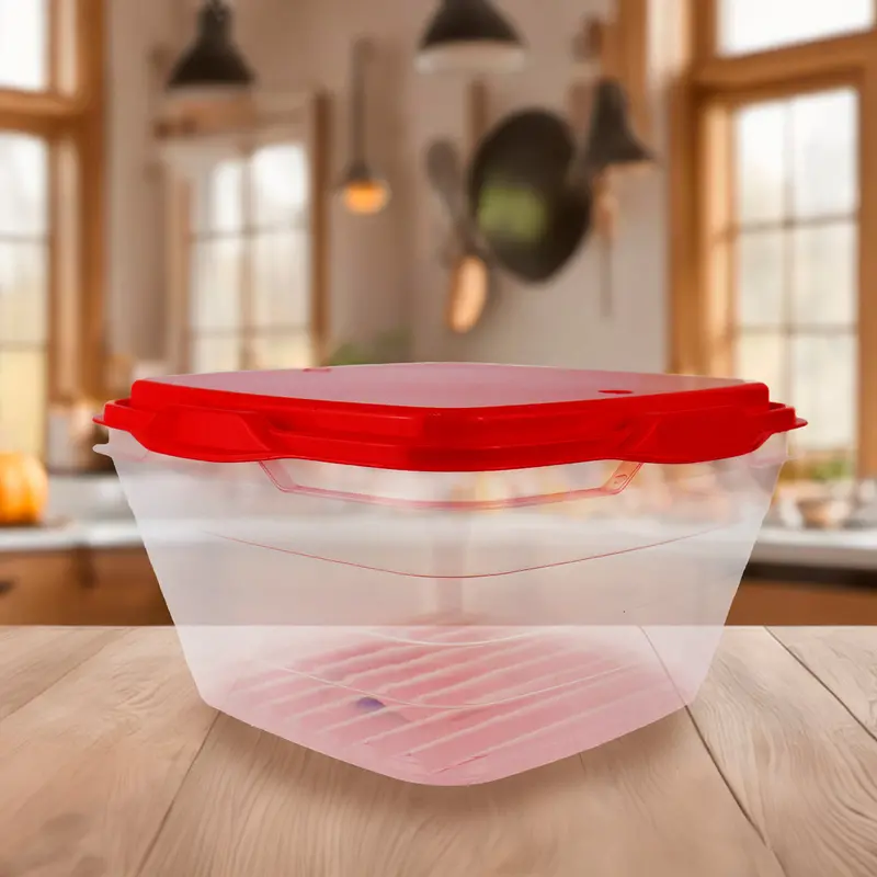 Contenedor Transparente, Tapa Color Rojo, 1 L 2