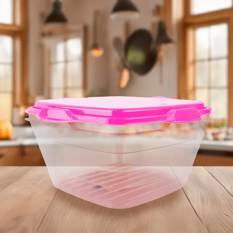 Contenedor Transparente, Tapa Color Rosa, 1.8 L 2
