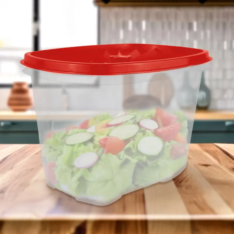 Contenedor Transparente, Tapa Texturizada Color Rojo, 1.2 L 1
