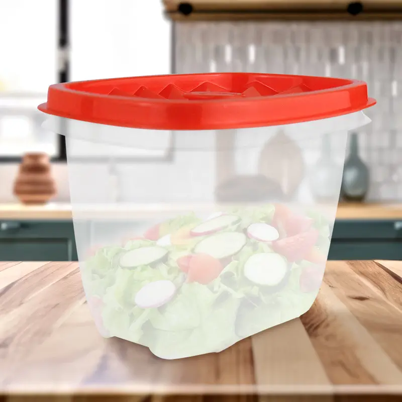 Contenedor Transparente, Tapa Texturizada Color Rojo, 500 Ml 1