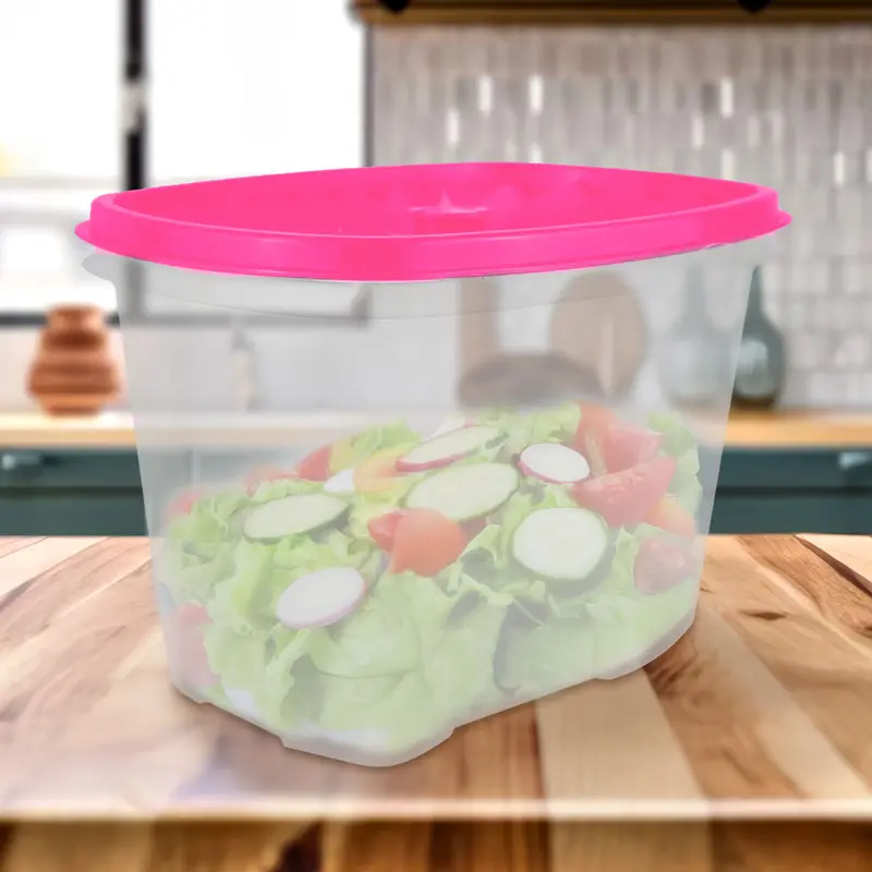 Contenedor Transparente, Tapa Texturizada Color Rosa, 1.2 L 1