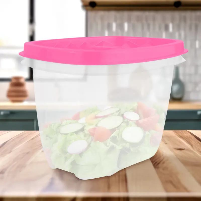 Contenedor Transparente, Tapa Texturizada Color Rosa, 500 Ml 1