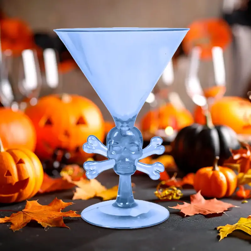 Copa De Martini Con Diseño De Calavera, Halloween, Color Azul 1