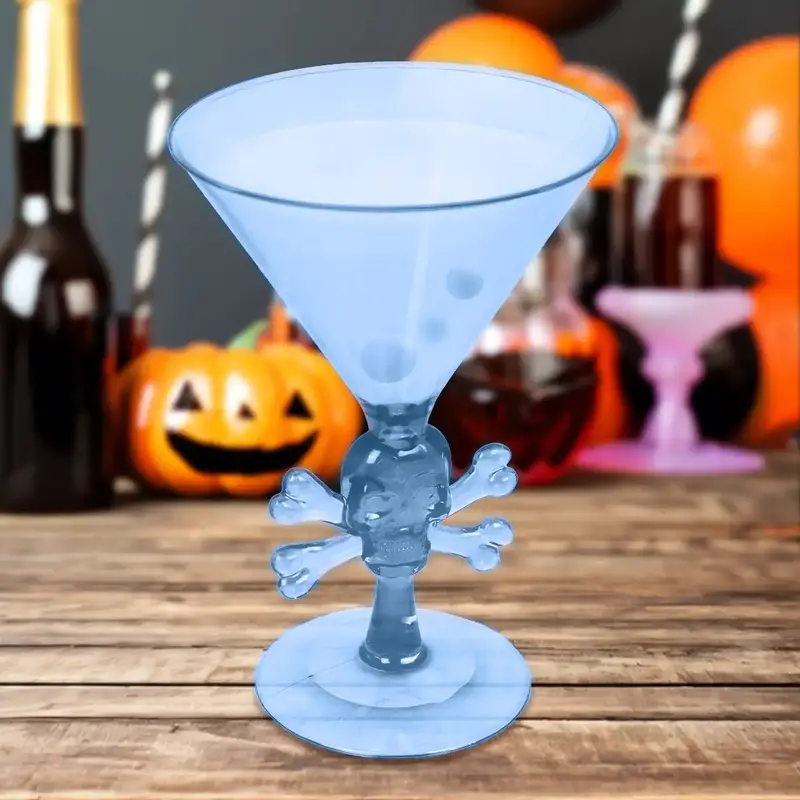Copa De Martini Con Diseño De Calavera, Halloween, Color Azul 2