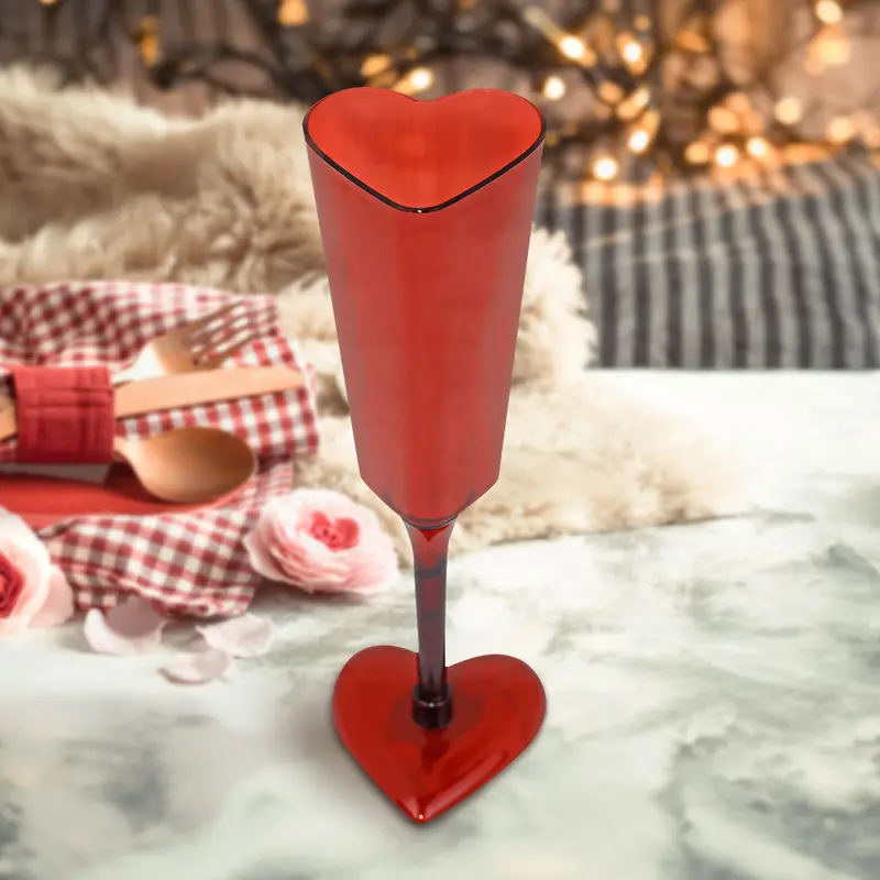 Copa De Plástico Para Champagne En Forma De Corazón, Color Rojo 1