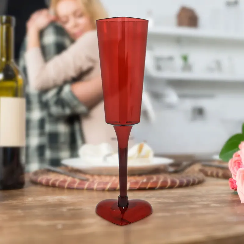 Copa De Plástico Para Champagne En Forma De Corazón, Color Rojo 2