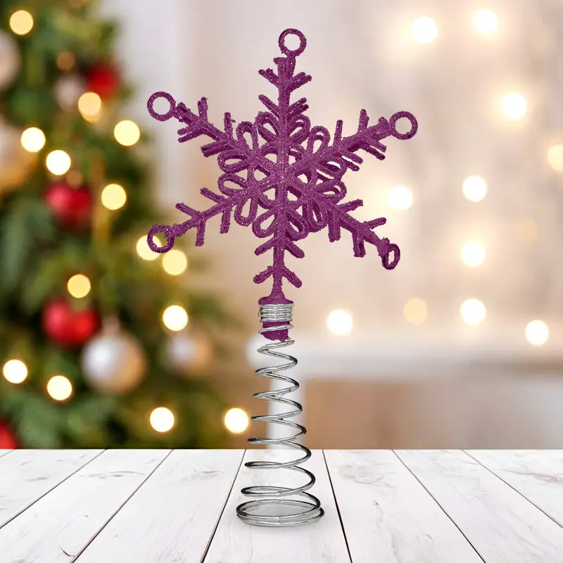 Copo De Nieve Color Fucsia Para Punta De Árbol De Navidad 2