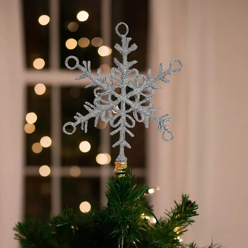 Copo De Nieve Color Plata Para Punta De Árbol De Navidad 2