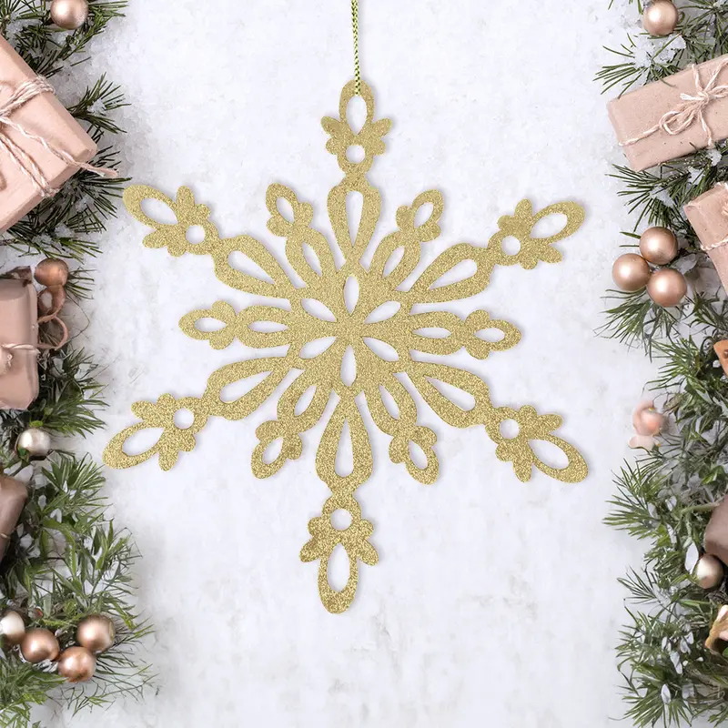Copo De Nieve Con Glitter, Color Dorado 1