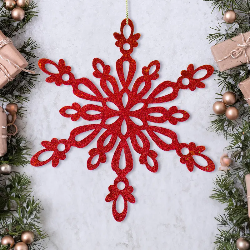 Copo De Nieve Con Glitter, Color Rojo 2