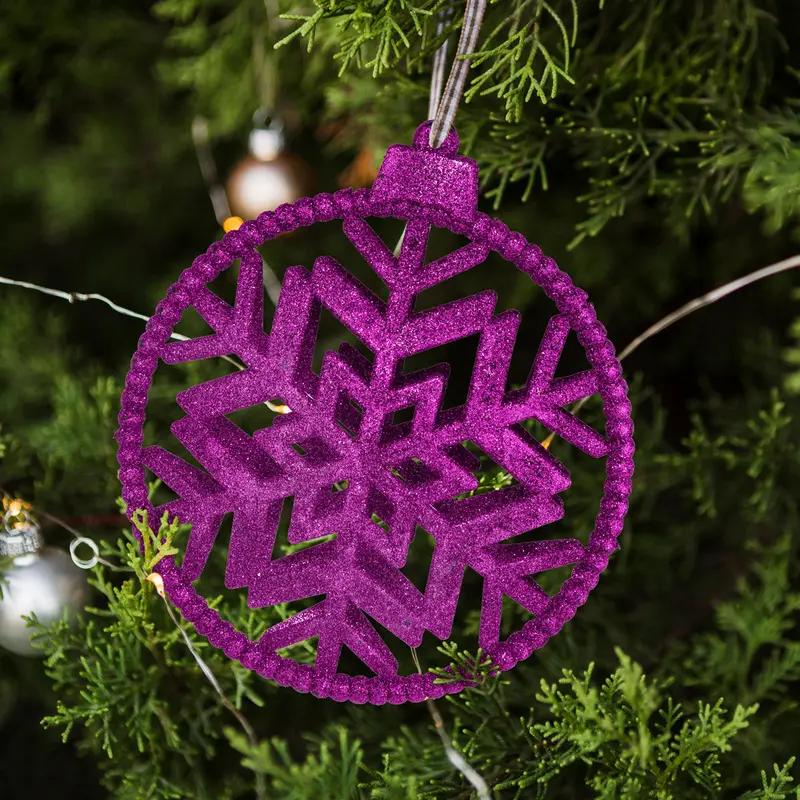 Copo De Nieve Decorativo Con Diamantina Color Morado 1