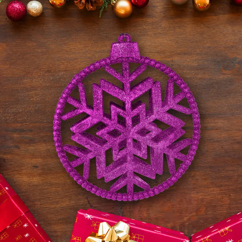 Copo De Nieve Decorativo Con Diamantina Color Morado 2