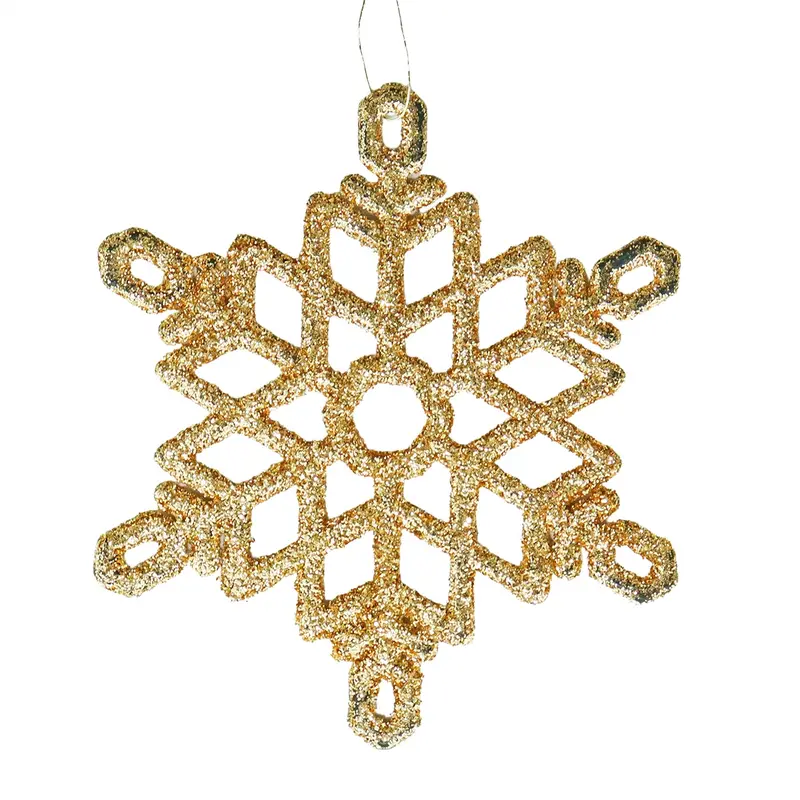 Copo De Nieve Decorativo Con Diamantina Color Oro, 4Pzas 1