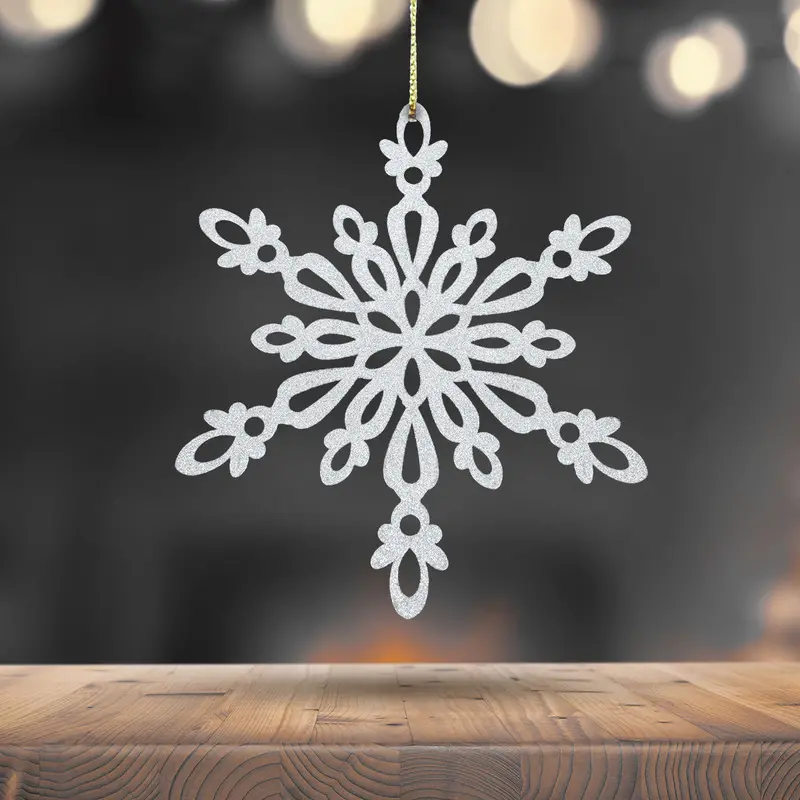 Copo De Nieve, Ornamento Jumbo Con Glitter, Color Blanco 1