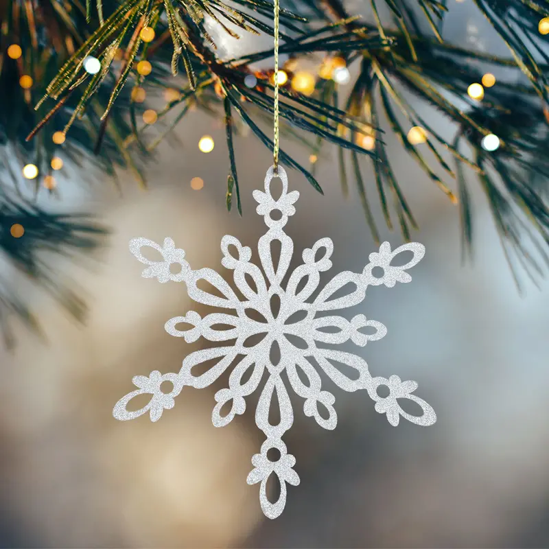 Copo De Nieve, Ornamento Jumbo Con Glitter, Color Blanco 2