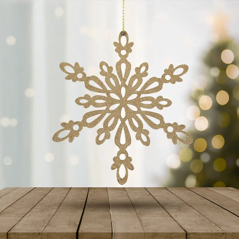Copo De Nieve, Ornamento Jumbo Con Glitter, Color Dorado 1