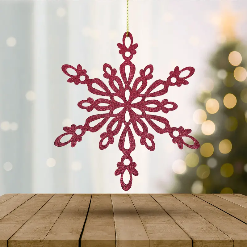 Copo De Nieve, Ornamento Jumbo Con Glitter, Color Morado 1